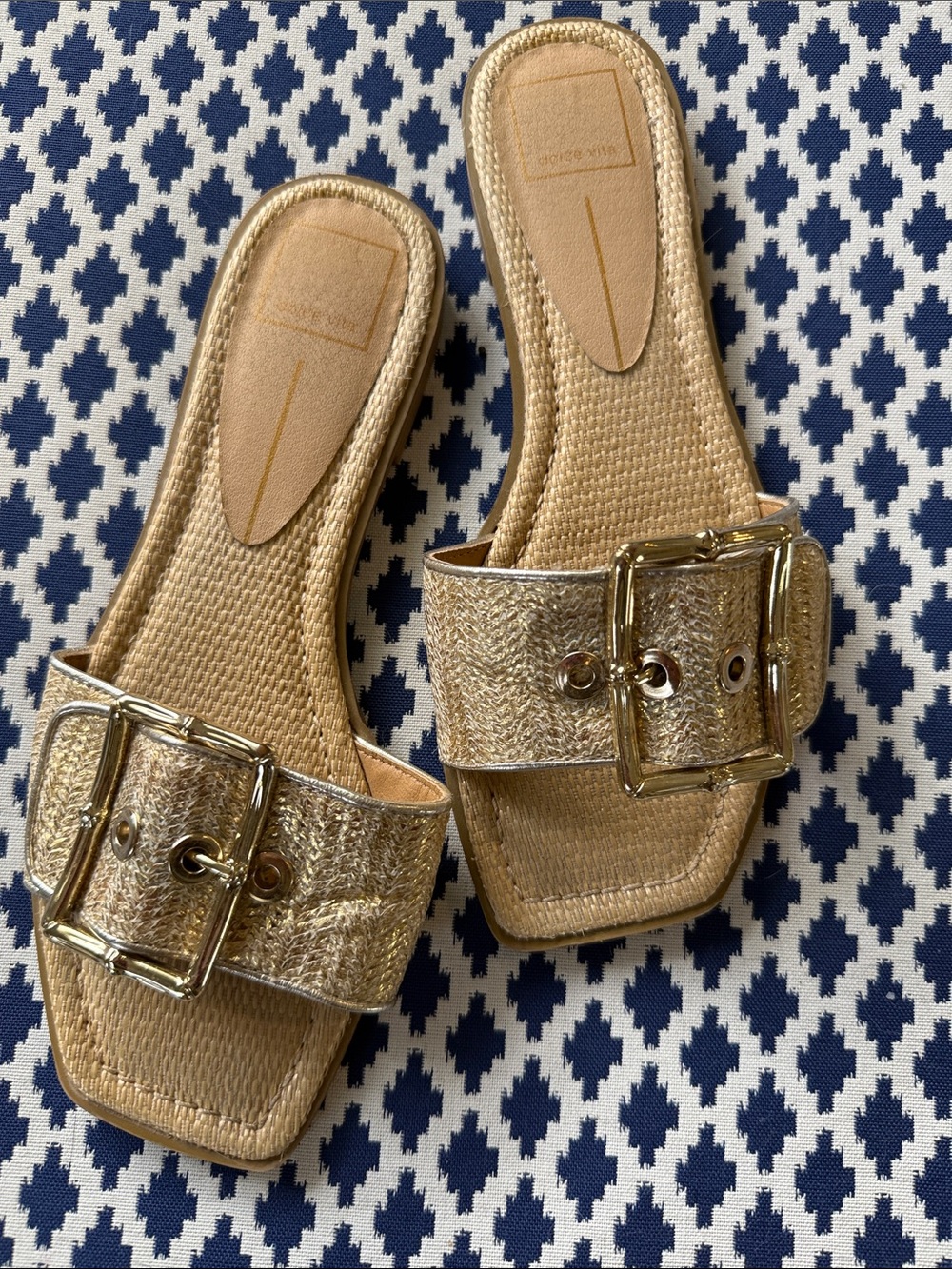 Dolce Vita Metallic Gold Buckle Slide Sandals